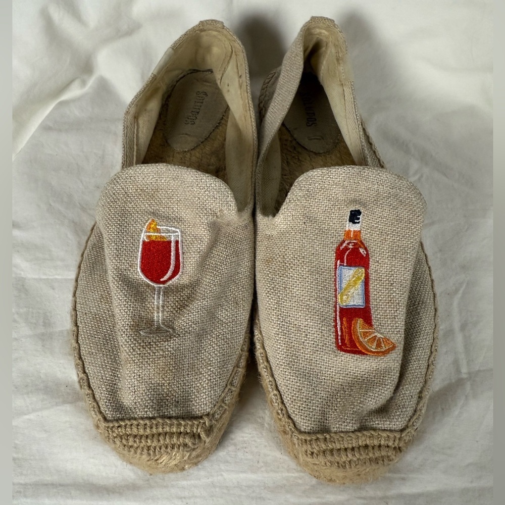 Soludos Embroidered Canvas Aperol Spritz Espadrille Flats 8 - Picture 5 of 11